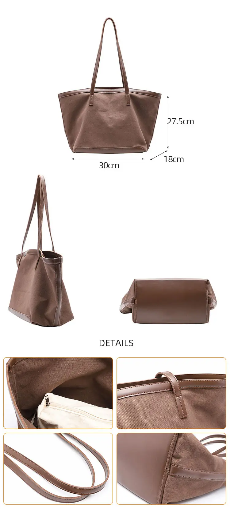 Canvas beach bag heavy-duty stitching and handle detail